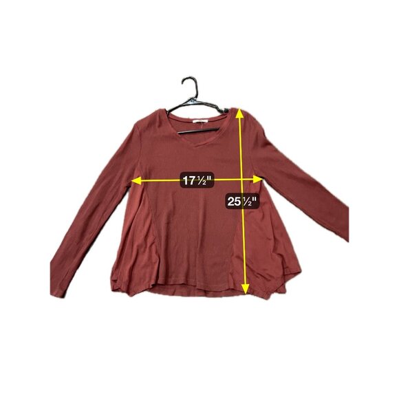 Threads 4 Thought Rust Red Organic Cotton Modal Long Sleeve Ribbed Top Sz S - Picture 8 of 10